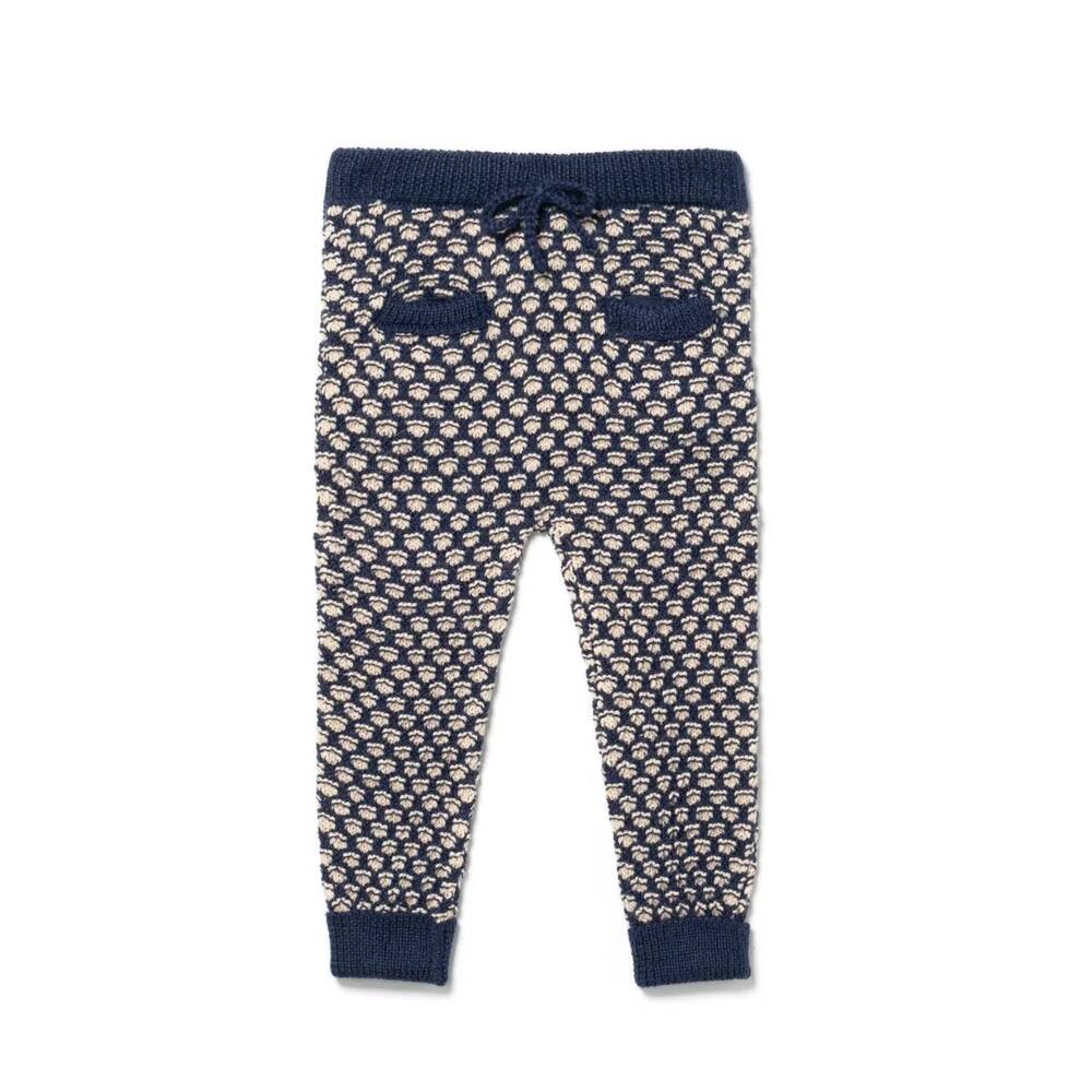 NEW LALI kids' drawstring waist knit pants in navy & cream